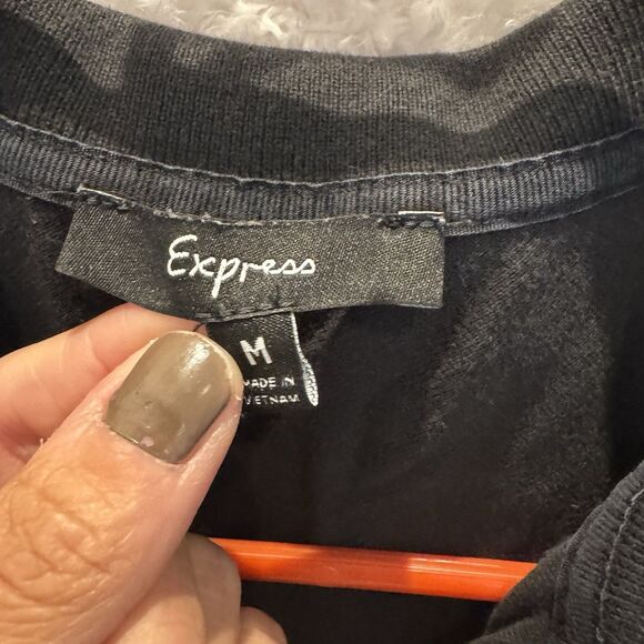 Express 2yk Black Polo With Pink Lion Stretch Baby tee Vintage Punk Grunge - Picture 2 of 6